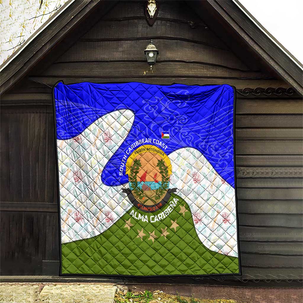 Nicaragua South Caribbean Coast Quilt with Regional Seal and Ocean Shell Pattern Alma Caribeña Design - Wonder Print Shop