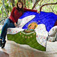 Nicaragua South Caribbean Coast Quilt with Regional Seal and Ocean Shell Pattern Alma Caribeña Design - Wonder Print Shop