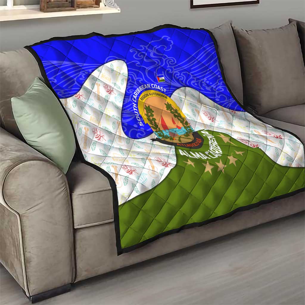 Nicaragua South Caribbean Coast Quilt with Regional Seal and Ocean Shell Pattern Alma Caribeña Design - Wonder Print Shop
