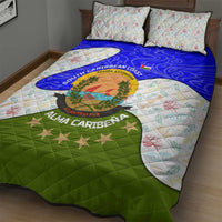 Nicaragua South Caribbean Coast Quilt Bed Set with Regional Seal and Ocean Shell Pattern Alma Caribeña Design - Wonder Print Shop