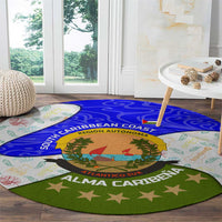 Nicaragua South Caribbean Coast Round Carpet with Regional Seal and Ocean Shell Pattern Alma Caribeña Design - Wonder Print Shop