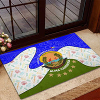 Nicaragua South Caribbean Coast Rubber Doormat with Regional Seal and Ocean Shell Pattern Alma Caribeña Design - Wonder Print Shop