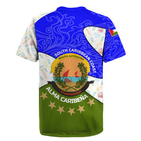 Nicaragua South Caribbean Coast Rugby Jersey with Regional Seal and Ocean Shell Pattern Alma Caribeña Design - Wonder Print Shop