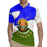 Nicaragua South Caribbean Coast Rugby Jersey with Regional Seal and Ocean Shell Pattern Alma Caribeña Design - Wonder Print Shop