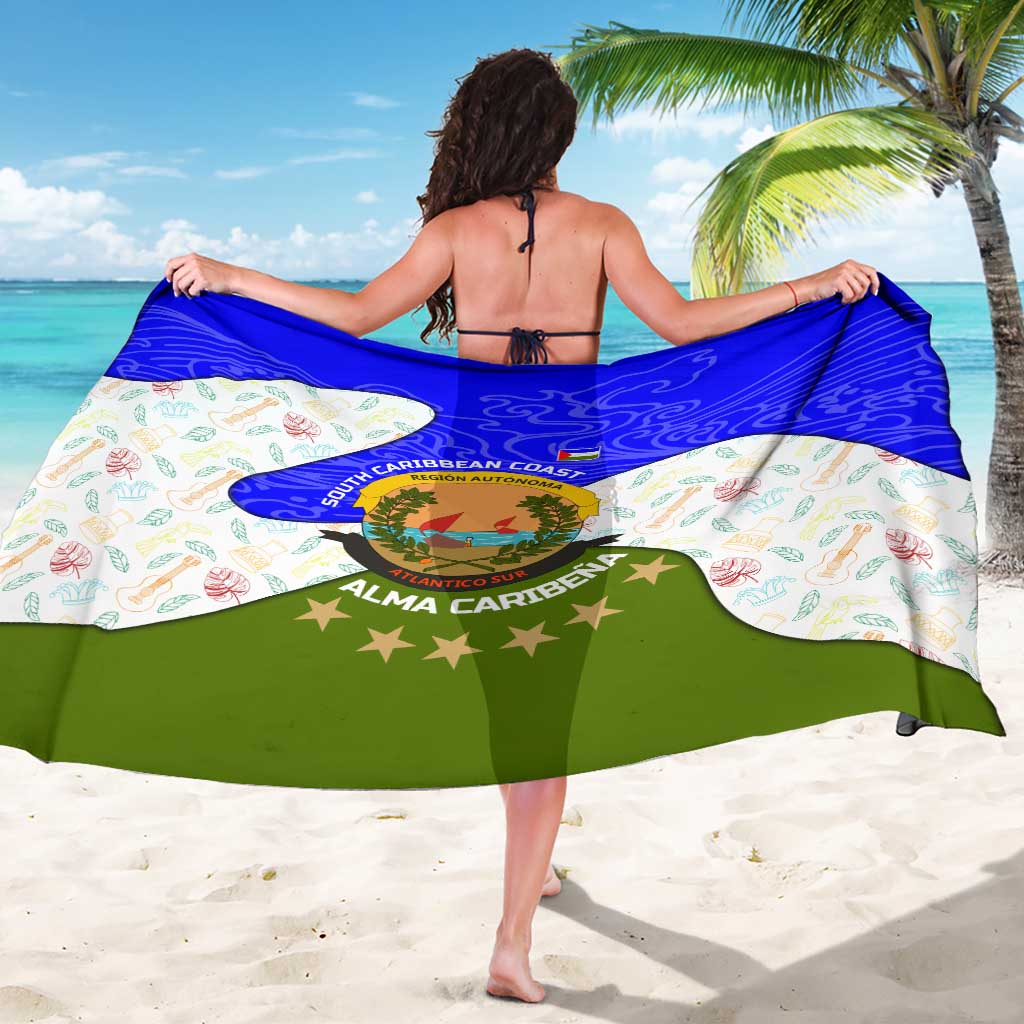 Nicaragua South Caribbean Coast Sarong with Regional Seal and Ocean Shell Pattern Alma Caribeña Design - Wonder Print Shop