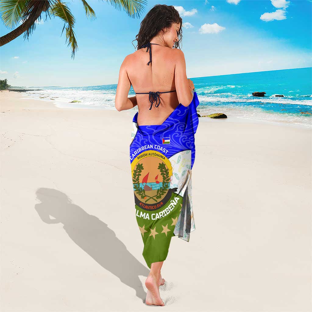 Nicaragua South Caribbean Coast Sarong with Regional Seal and Ocean Shell Pattern Alma Caribeña Design - Wonder Print Shop