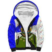 Nicaragua South Caribbean Coast Sherpa Hoodie with Regional Seal and Ocean Shell Pattern Alma Caribeña Design - Wonder Print Shop