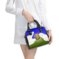 Nicaragua South Caribbean Coast Shoulder Handbag with Regional Seal and Ocean Shell Pattern Alma Caribeña Design - Wonder Print Shop