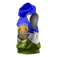 Nicaragua South Caribbean Coast Sleeveless Hoodie with Regional Seal and Ocean Shell Pattern Alma Caribeña Design - Wonder Print Shop