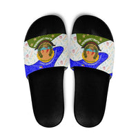 Nicaragua South Caribbean Coast Slide Sandals with Regional Seal and Ocean Shell Pattern Alma Caribeña Design - Wonder Print Shop