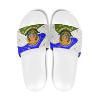 Nicaragua South Caribbean Coast Slide Sandals with Regional Seal and Ocean Shell Pattern Alma Caribeña Design - Wonder Print Shop