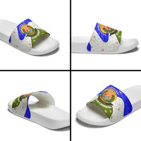 Nicaragua South Caribbean Coast Slide Sandals with Regional Seal and Ocean Shell Pattern Alma Caribeña Design - Wonder Print Shop