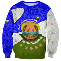 Nicaragua South Caribbean Coast Sweatshirt with Regional Seal and Ocean Shell Pattern Alma Caribeña Design - Wonder Print Shop