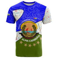 Nicaragua South Caribbean Coast T Shirt with Regional Seal and Ocean Shell Pattern Alma Caribeña Design - Wonder Print Shop