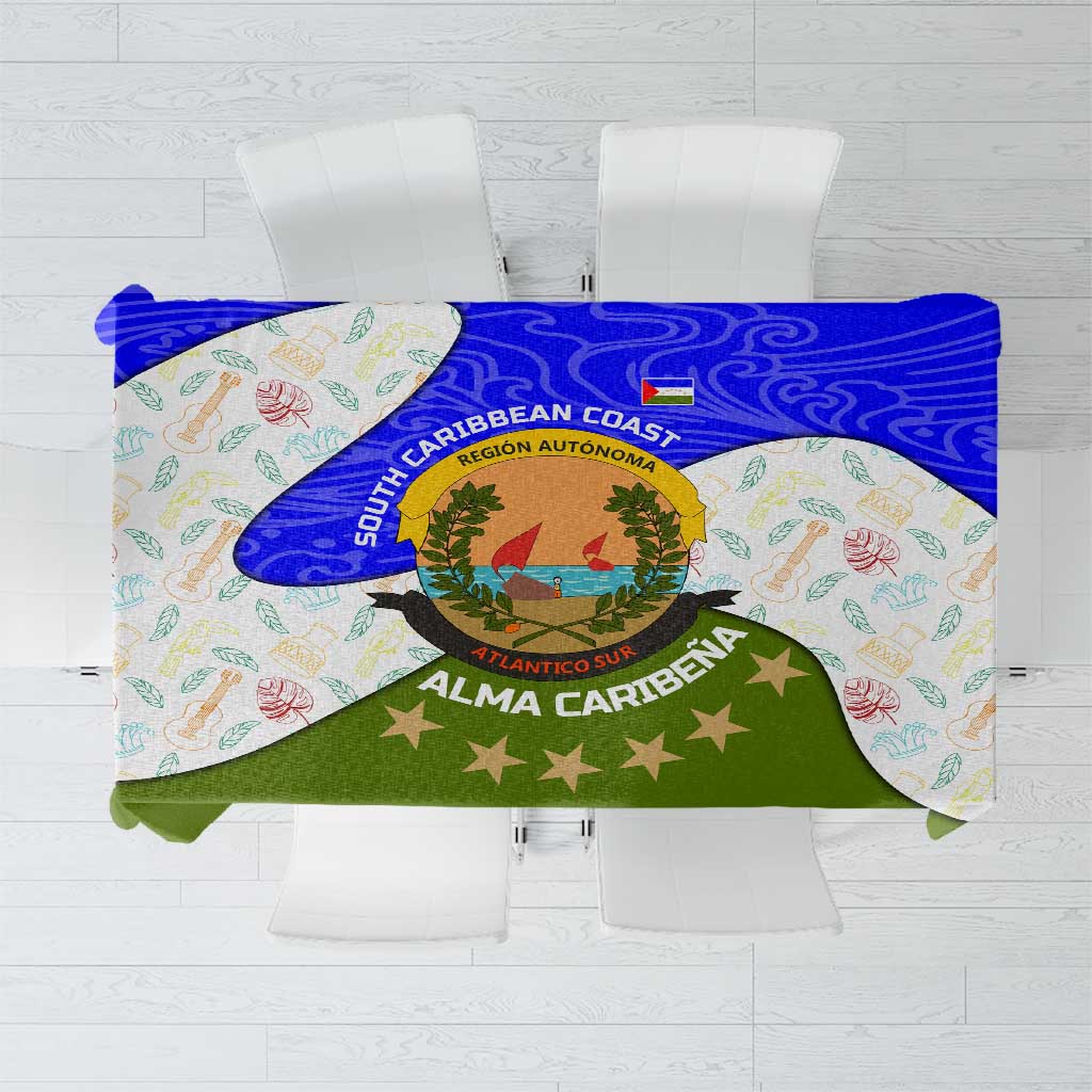 Nicaragua South Caribbean Coast Tablecloth with Regional Seal and Ocean Shell Pattern Alma Caribeña Design - Wonder Print Shop