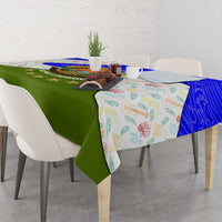 Nicaragua South Caribbean Coast Tablecloth with Regional Seal and Ocean Shell Pattern Alma Caribeña Design - Wonder Print Shop