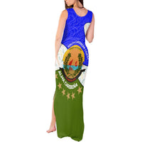 Nicaragua South Caribbean Coast Tank Maxi Dress with Regional Seal and Ocean Shell Pattern Alma Caribeña Design - Wonder Print Shop