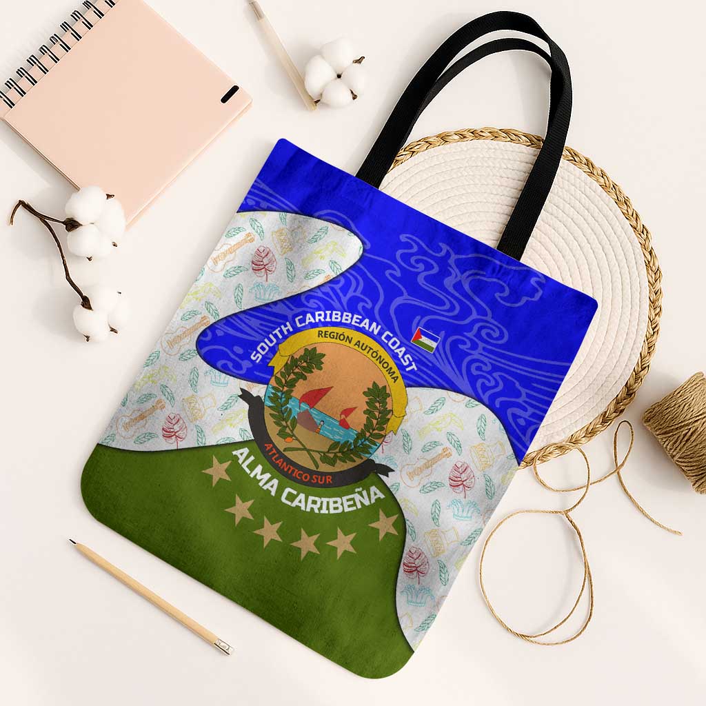 Nicaragua South Caribbean Coast Tote Bag with Regional Seal and Ocean Shell Pattern Alma Caribeña Design - Wonder Print Shop