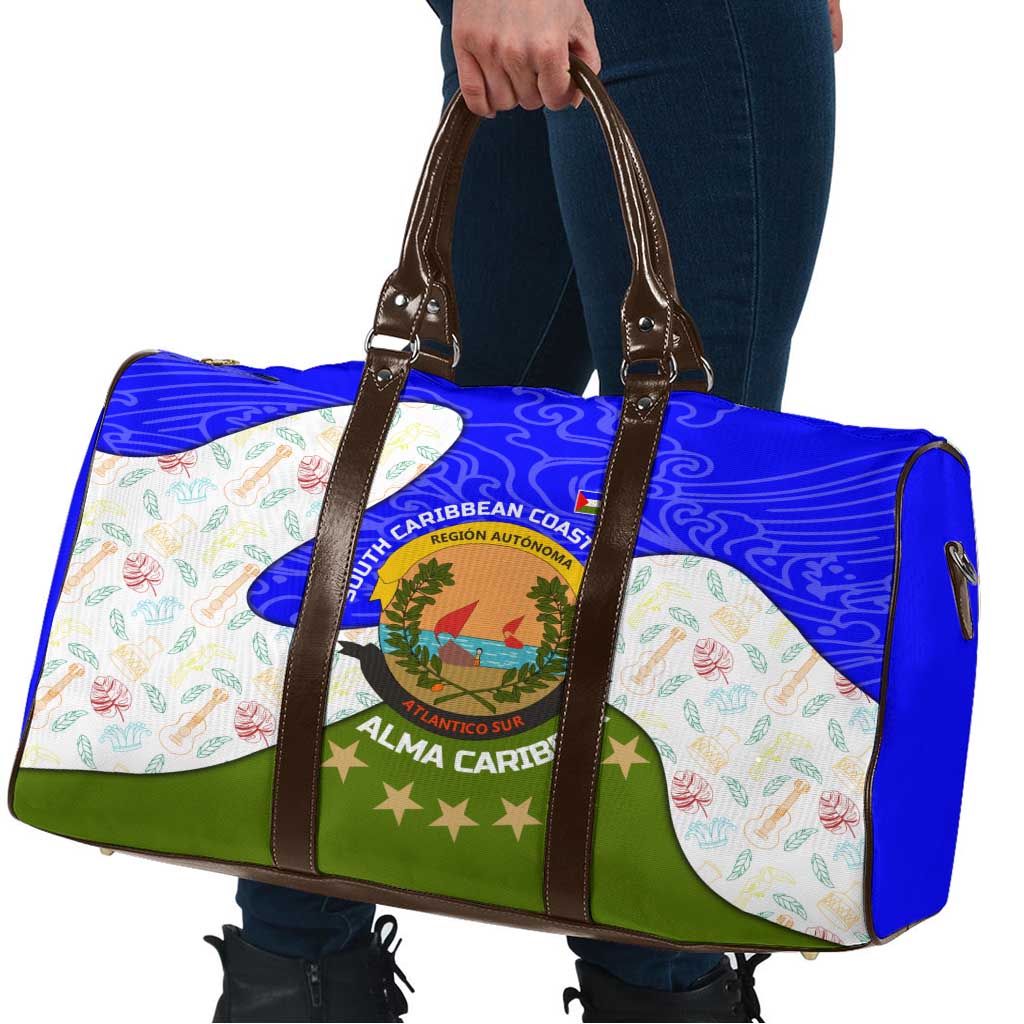 Nicaragua South Caribbean Coast Travel Bag with Regional Seal and Ocean Shell Pattern Alma Caribeña Design - Wonder Print Shop