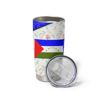 Nicaragua South Caribbean Coast Tumbler Cup with Regional Seal and Ocean Shell Pattern Alma Caribeña Design - Wonder Print Shop