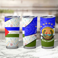 Nicaragua South Caribbean Coast Tumbler Cup with Regional Seal and Ocean Shell Pattern Alma Caribeña Design - Wonder Print Shop