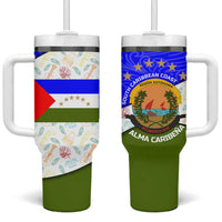 Nicaragua South Caribbean Coast Tumbler With Handle with Regional Seal and Ocean Shell Pattern Alma Caribeña Design - Wonder Print Shop
