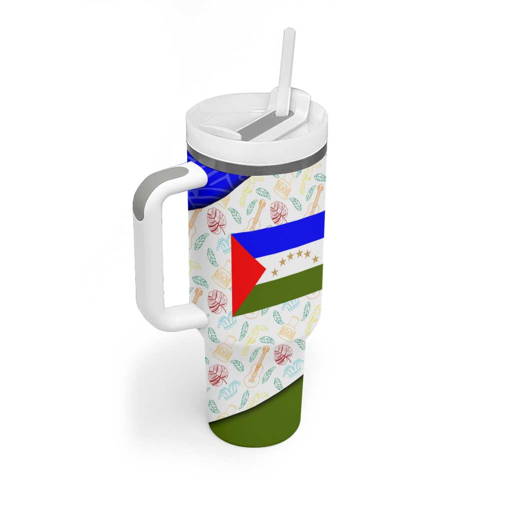 Nicaragua South Caribbean Coast Tumbler With Handle with Regional Seal and Ocean Shell Pattern Alma Caribeña Design - Wonder Print Shop