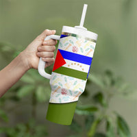 Nicaragua South Caribbean Coast Tumbler With Handle with Regional Seal and Ocean Shell Pattern Alma Caribeña Design - Wonder Print Shop