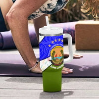 Nicaragua South Caribbean Coast Tumbler With Handle with Regional Seal and Ocean Shell Pattern Alma Caribeña Design - Wonder Print Shop