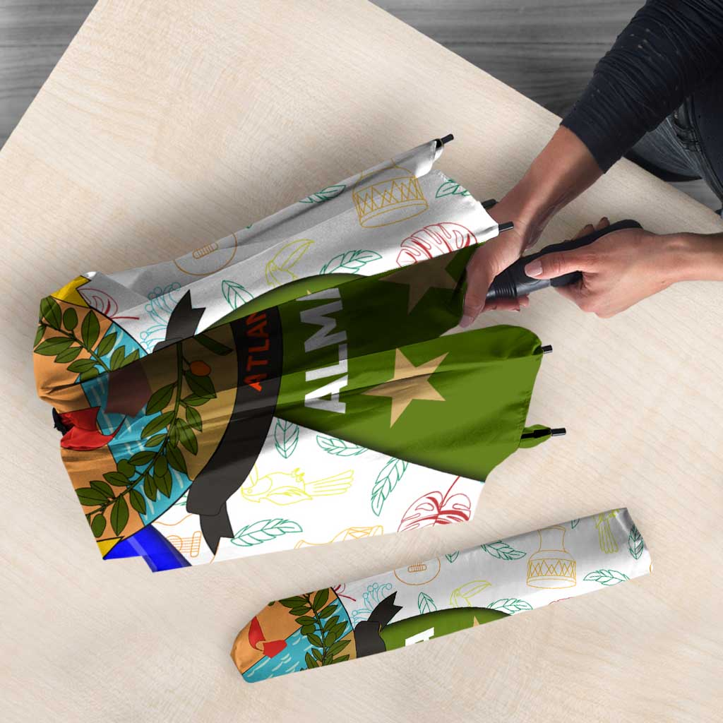 Nicaragua South Caribbean Coast Umbrella with Regional Seal and Ocean Shell Pattern Alma Caribeña Design - Wonder Print Shop