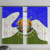 Nicaragua South Caribbean Coast Window Curtain with Regional Seal and Ocean Shell Pattern Alma Caribeña Design - Wonder Print Shop