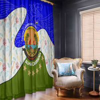 Nicaragua South Caribbean Coast Window Curtain with Regional Seal and Ocean Shell Pattern Alma Caribeña Design - Wonder Print Shop