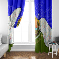 Nicaragua South Caribbean Coast Window Curtain with Regional Seal and Ocean Shell Pattern Alma Caribeña Design - Wonder Print Shop