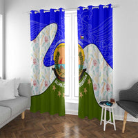 Nicaragua South Caribbean Coast Window Curtain with Regional Seal and Ocean Shell Pattern Alma Caribeña Design - Wonder Print Shop