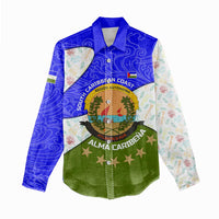 Nicaragua South Caribbean Coast Women Casual Shirt with Regional Seal and Ocean Shell Pattern Alma Caribeña Design - Wonder Print Shop