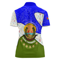 Nicaragua South Caribbean Coast Women Polo Shirt with Regional Seal and Ocean Shell Pattern Alma Caribeña Design - Wonder Print Shop