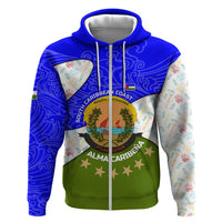 Nicaragua South Caribbean Coast Zip Hoodie with Regional Seal and Ocean Shell Pattern Alma Caribeña Design - Wonder Print Shop