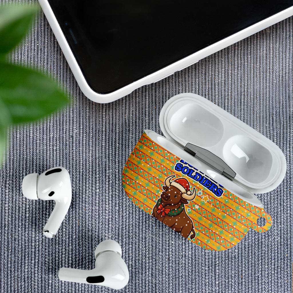 Buffalo Soldiers Christmas AirPods Case with Yellow Cartoon Buffalo Santa Hat Design - Wonder Print Shop