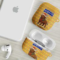 Buffalo Soldiers Christmas AirPods Case with Yellow Cartoon Buffalo Santa Hat Design - Wonder Print Shop