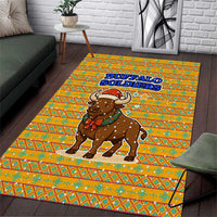 Buffalo Soldiers Christmas Area Rug with Yellow Cartoon Buffalo Santa Hat Design - Wonder Print Shop