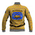 Buffalo Soldiers Christmas Baseball Jacket with Yellow Cartoon Buffalo Santa Hat Design - Wonder Print Shop