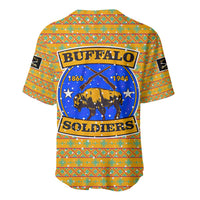 Buffalo Soldiers Christmas Baseball Jersey with Yellow Cartoon Buffalo Santa Hat Design - Wonder Print Shop