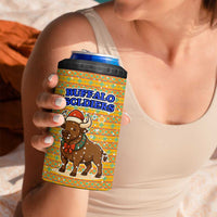 Buffalo Soldiers Christmas 4 in 1 Can Cooler Tumbler with Yellow Cartoon Buffalo Santa Hat Design - Wonder Print Shop