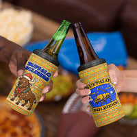 Buffalo Soldiers Christmas 4 in 1 Can Cooler Tumbler with Yellow Cartoon Buffalo Santa Hat Design - Wonder Print Shop