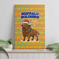Buffalo Soldiers Christmas Canvas Wall Art with Yellow Cartoon Buffalo Santa Hat Design - Wonder Print Shop