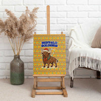 Buffalo Soldiers Christmas Canvas Wall Art with Yellow Cartoon Buffalo Santa Hat Design - Wonder Print Shop