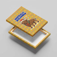 Buffalo Soldiers Christmas Canvas Wall Art with Yellow Cartoon Buffalo Santa Hat Design - Wonder Print Shop