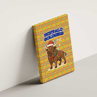 Buffalo Soldiers Christmas Canvas Wall Art with Yellow Cartoon Buffalo Santa Hat Design - Wonder Print Shop