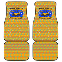Buffalo Soldiers Christmas Car Mats with Yellow Cartoon Buffalo Santa Hat Design - Wonder Print Shop