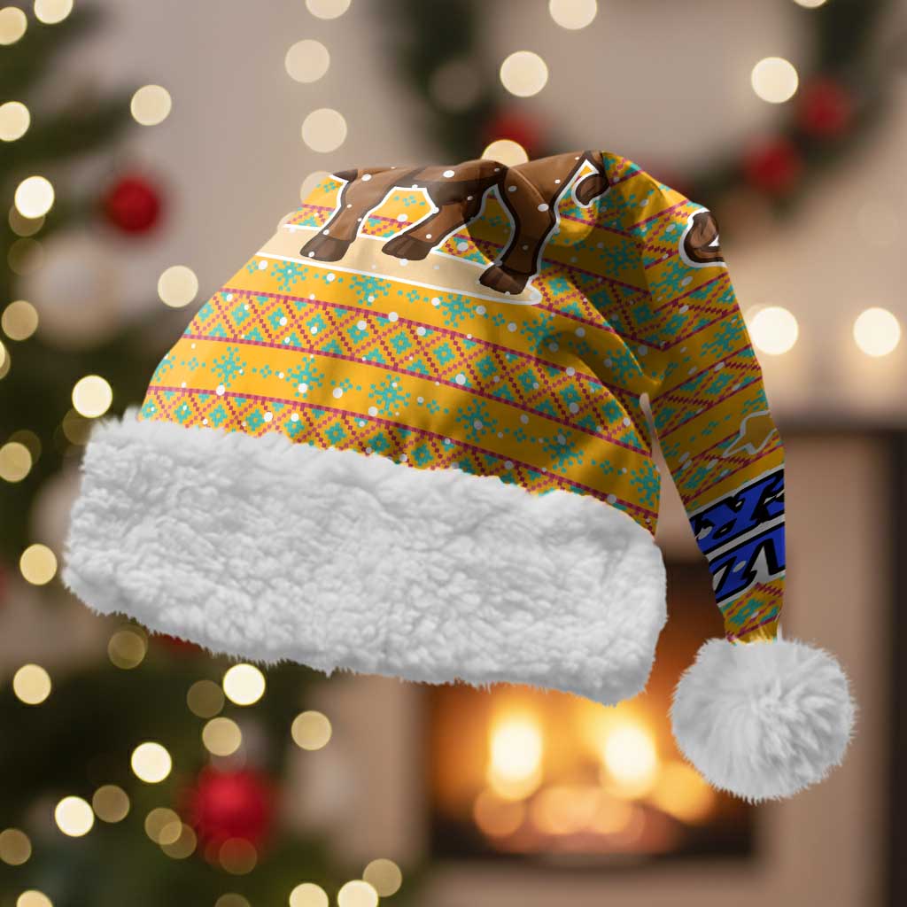 Buffalo Soldiers Christmas Santa Hat with Yellow Cartoon Buffalo Santa Hat Design - Wonder Print Shop